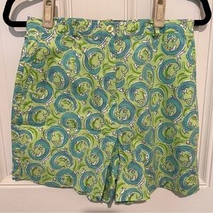 Vintage Lilly Pulitzer Lime Green & Blue Lizard Iguana Tropical Shorts Sz 6